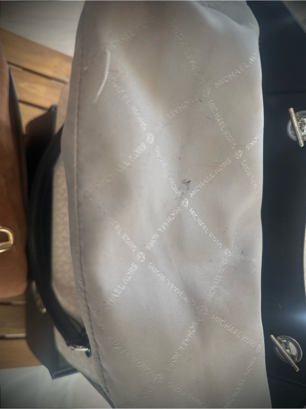 Michael Kors Cream and Black Logo Tote Bag - Picture 9 of 9